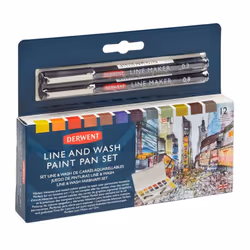 Derwent Line & Wash Paint Set  Professional Quality  Fine Line Pens  Inktense Colors  Art Supplies for Adults  Portable  Travel Set Includes 12 Paint
