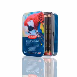 Derwent Chromaflow Colored Pencils 36 Tin  Set of 36  4mm Wide Core  Multicolor  Smooth Texture  Art Supplies for Drawing  Bl ...