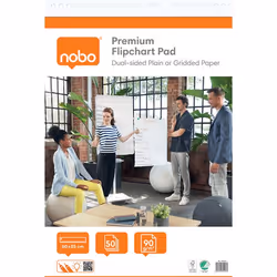 Nobo Premium Flipchart Pad, Multicolour, Paper, 90 g/m², 50 pages, 600 mm, 850 mm
