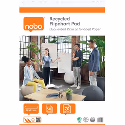 Nobo Recycled Flipchart Pad, Multicolour, Paper, 70 g/m², 50 pages, 580 mm, 810 mm
