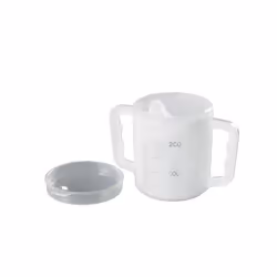 Homecraft Two Handled Mug and Two Lids, 270 ml, Gradations to Measure Liquid Intake, Spout Lid and Splash Lid, Dishwasher Saf ...