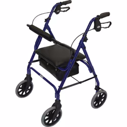Days Lightweight Folding Four Wheel Rollator Walker with Padded Seat, Lockable Brakes, Ergonomic Handles, and Carry Bag, Limi ...