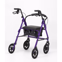 DAYS Lightweight Folding Four Wheel Rollator, Mobility Walker with Padded Seat, Lockable Brakes and Carry Bag, Limited Mobility Aid