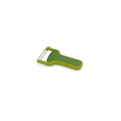 SafeStore Stainless Steel Straight Peeler with Blade Guard, potato eye remover- Green