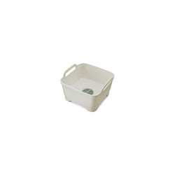 Wash & Drain Kitchen Washing Up Bowl with Handles and Draining Plug, 9 Litres, Stone/Sage Green