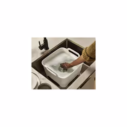 Wash & Drain Kitchen Washing Up Bowl with Handles and Draining Plug, 9 Litres, Stone/Sage Green