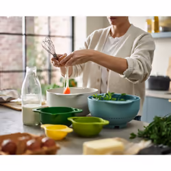Joseph Joseph Duo 6-Piece Compact Food Preparation Set with Mixing Bowls, Measuring Cups and Colander, Multicolour
