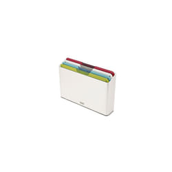 Folio Icon, 4-Piece Colour coded Chopping Board Set, Slimline Case for Organised Kitchen Storage - Regular, White
