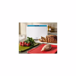 Folio Icon, 4-Piece Colour coded Chopping Board Set, Slimline Case for Organised Kitchen Storage - Regular, White