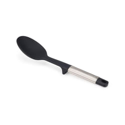 Elevate Silicone Solid Spoon, BPA Free, Heat Resistant Non Stick Kitchen Utensil, Weighted Stainless Steel Handle, Silver Gray