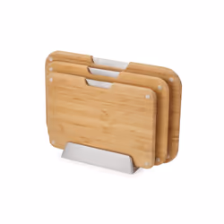 Joseph Joseph Nest   Boards 3-Piece Bamboo Cutting Board Set, Double-Sided, Non-Slip Feet, Stainless-Steel Tabs, Food Icons,  ...