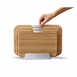 Joseph Joseph Nest   Boards 3-Piece Bamboo Cutting Board Set, Double-Sided, Non-Slip Feet, Stainless-Steel Tabs, Food Icons, Metal Stand