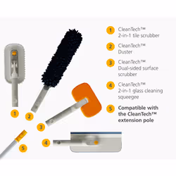 Joseph Joseph CleanTech 3-in-1 Microfiber Machine Washable Dual Sided Duster with Storage Sheath and Duster Head Cleaning Tool