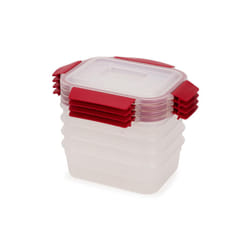 Joseph Joseph Nest Lock 8-piece Plastic BPA Free Food Storage Container Set with Lockable Airtight Leakproof Lids - Red