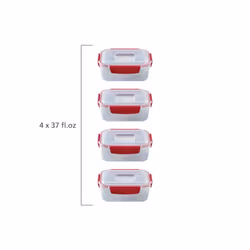 Joseph Joseph Nest Lock 8-piece Plastic BPA Free Food Storage Container Set with Lockable Airtight Leakproof Lids - Red