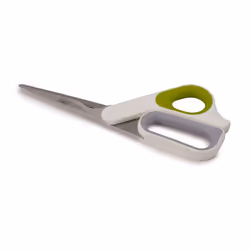 PowerGrip - Kitchen Scissors with Integrated Thumb Grip and herb stripper, White/Green