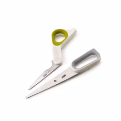 PowerGrip - Kitchen Scissors with Integrated Thumb Grip and herb stripper, White/Green