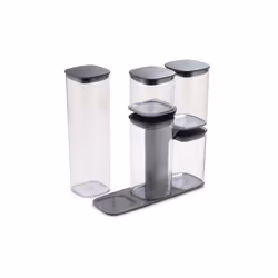 Joseph Joseph Podium, Universal containers set, 5.5 L, Silicone, Grey, Transparent, Detachable lid, Square