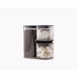 Joseph Joseph Podium, Universal containers set, 2.3 L, Silicone, Grey, Transparent, Detachable lid, Square