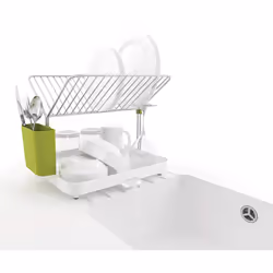 Joseph Joseph Y-Rack 2-Tier Self-Draining Utensil And Dish Rack White Green