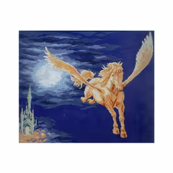 Golden Flight (Pegasus Flying) Cross Stitch Kit 14 Count DMC (K4486) 17 x 14"