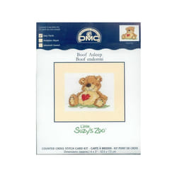 Teddy Bear Boof Asleep Cross Stitch Card Kit Little Suzy's Zoo DMC