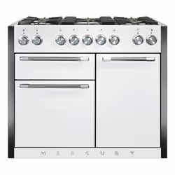 Mercury MCY1082DFSD, Range cooker, White, Rotary, Snowdrop, Chrome, Front