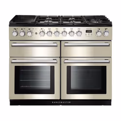 Rangemaster Nexus SE 110 Dual Fuel, Range cooker, Ivory, Rotary, Chrome, Front, Electronic