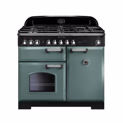 Rangemaster CDL100DFFMG/C, Range cooker, Green, Rotary, Mineral Green, Black, Silver, Front
