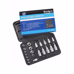 30 Piece Torx Socket Set & Case - Star Bit Blue Spot 14 01529 Male Female - set socket torx star bit blue spot piece 14 0152 ...