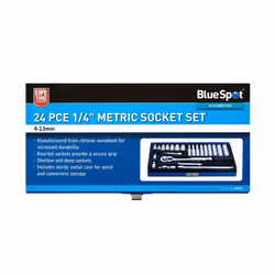 BlueSpot 01531 24 Piece 1/4" Metric Socket Set (4-13mm)