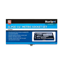BlueSpot 01531 24 Piece 1/4" Metric Socket Set (4-13mm)