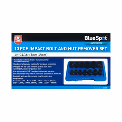 BlueSpot 01555 13 Piece Impact Bolt And Nut Remover Set (1/4"-11/16") (8mm-19mm)