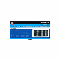 BlueSpot 20 PCE 1/2 Inch Deep and Shallow Metric Impact Sockets Set 10 - 19mm 01557