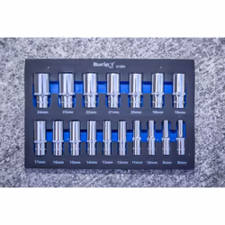 Bluespot Tools 17 Piece 3/8" DR Metric Deep Sockets 8 - 24MM in EVA Foam Tray 01560
