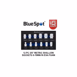 Bluespot 12pc 3/8" Metric Shallow Sockets 8-19mm In Eva Foam Tray 12PT 01566
