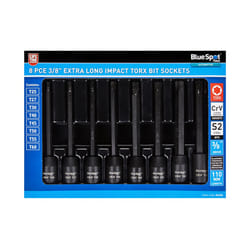 Blue Spot Tools 8PCE 3/8" Extra Long Impact Torx Bits Sockets (T25-T60)