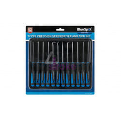 Bluespot 12pc Pick And Hook Set Plus Precision Screwdriver Torx Flat & Phillips