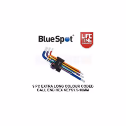 BlueSpot 9pc Extra Long Colour Coded Ball End Metric Hex Key Set 1.5-10mm 15301
