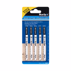 BlueSpot 19003 5 Piece HCS Clean Cut Jigsaw Blades For Wood (10 TPI)