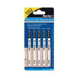 BlueSpot 19003 5 Piece HCS Clean Cut Jigsaw Blades For Wood (10 TPI)