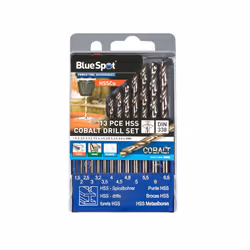 BlueSpot 20341 13 Piece Fully Ground 5% Cobalt Drills (1.5-6.5mm)