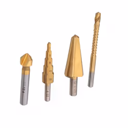 BlueSpot Multi Drill Set 4pc Countersink Step Taper Saw Bits Wood Steel Metal