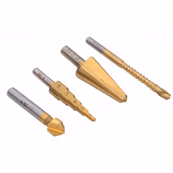 BlueSpot Multi Drill Set 4pc Countersink Step Taper Saw Bits Wood Steel Metal