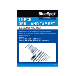 BlueSpot 20512 15 Piece Drill and Tap Set in Tin (M3-M12)