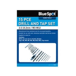 BlueSpot 20512 15 Piece Drill and Tap Set in Tin (M3-M12)