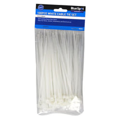 Bluespot 100 Pce 3.6mm X 150mm White Cable Ties - Blue Spot Pack 36 Black 40055 -  blue spot 100 pack cable ties 36 x 150mm black 40055 white 40050