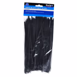 Bluespot 100 Pce 4.8mm X 200mm Black Cable Ties -  blue spot 40057 x 200mm 100 black cable ties pack 48 white 40053 electric  ...
