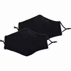 Plain Blk Face Masks - Pack of Two - Breathable Cotton - Fitted Filter Option - Adjustable Ear Loops - Durable - Reusable - M ...