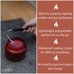 Black Electric Flameless Arc Lighter. Electric Rechargeable Arc Lighter. Flexible Neck USB Lighter. Candle Lighter for Camping Stove & Tea Lights.